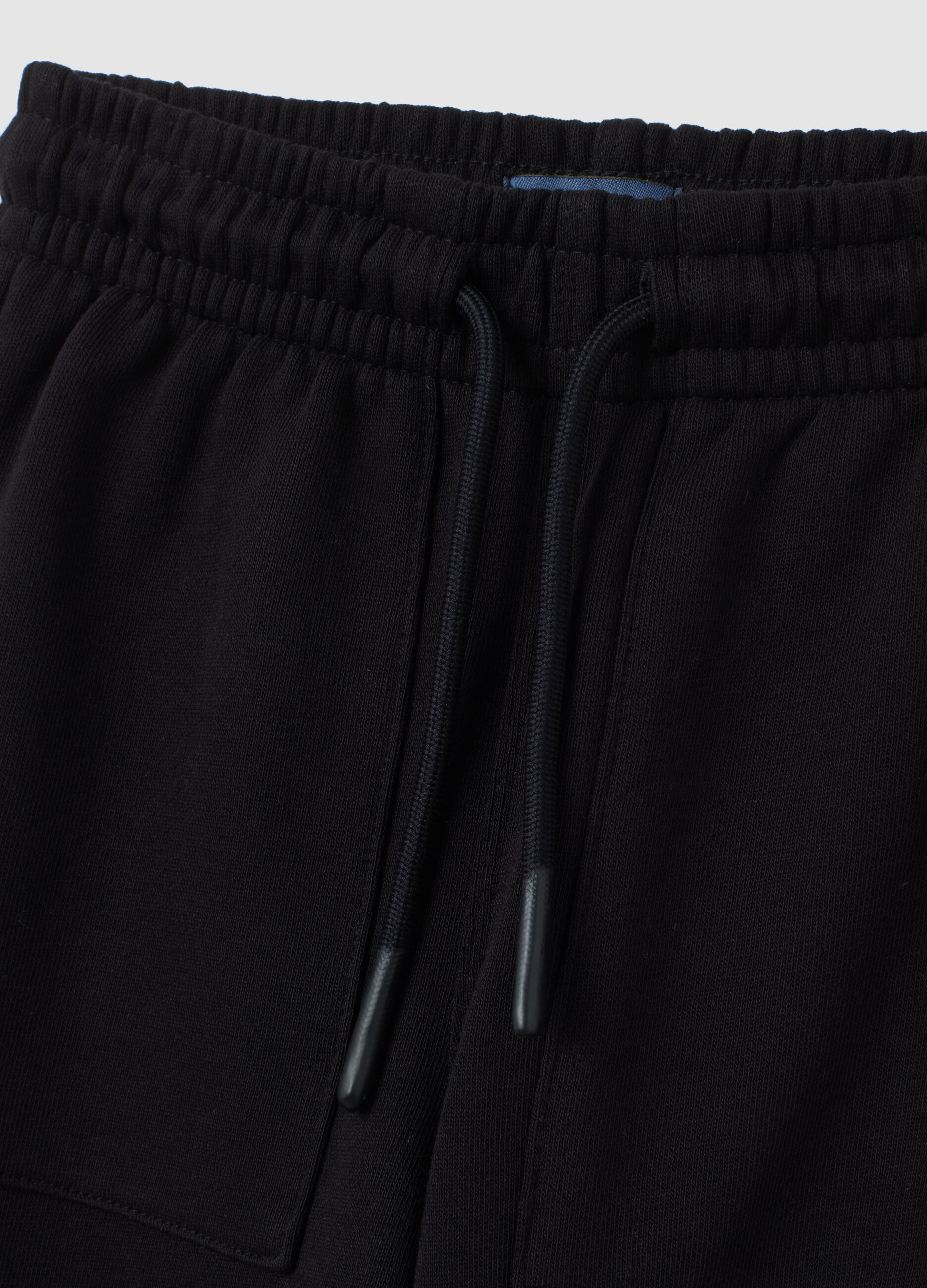 Jogger da bambino in puro cotone nero regular fit