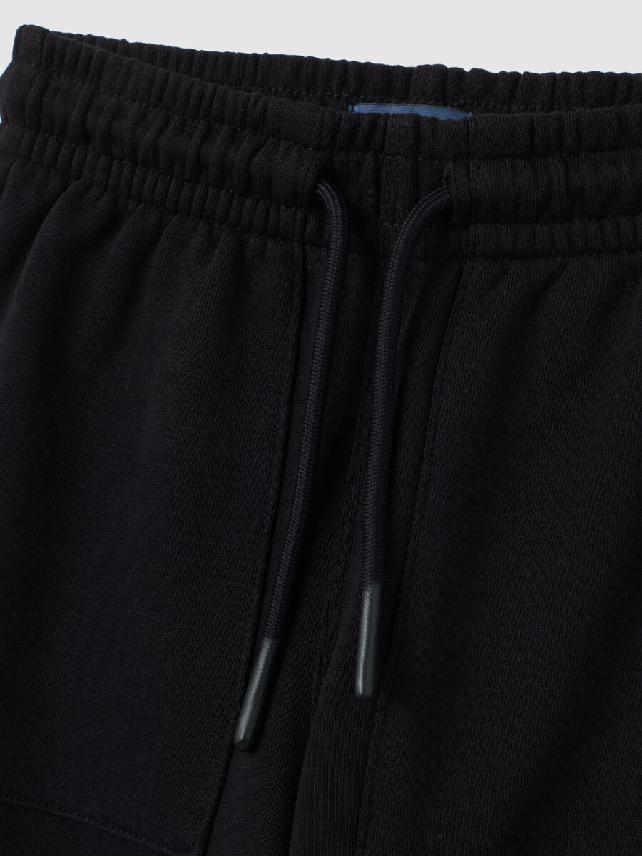 Jogger da bambino in puro cotone nero regular fit_3