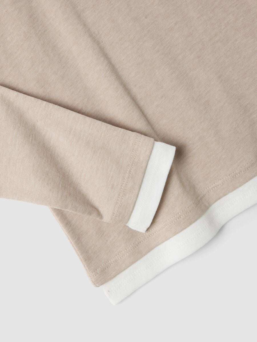 Beige cotton-blend crew-neck T-shirt_6