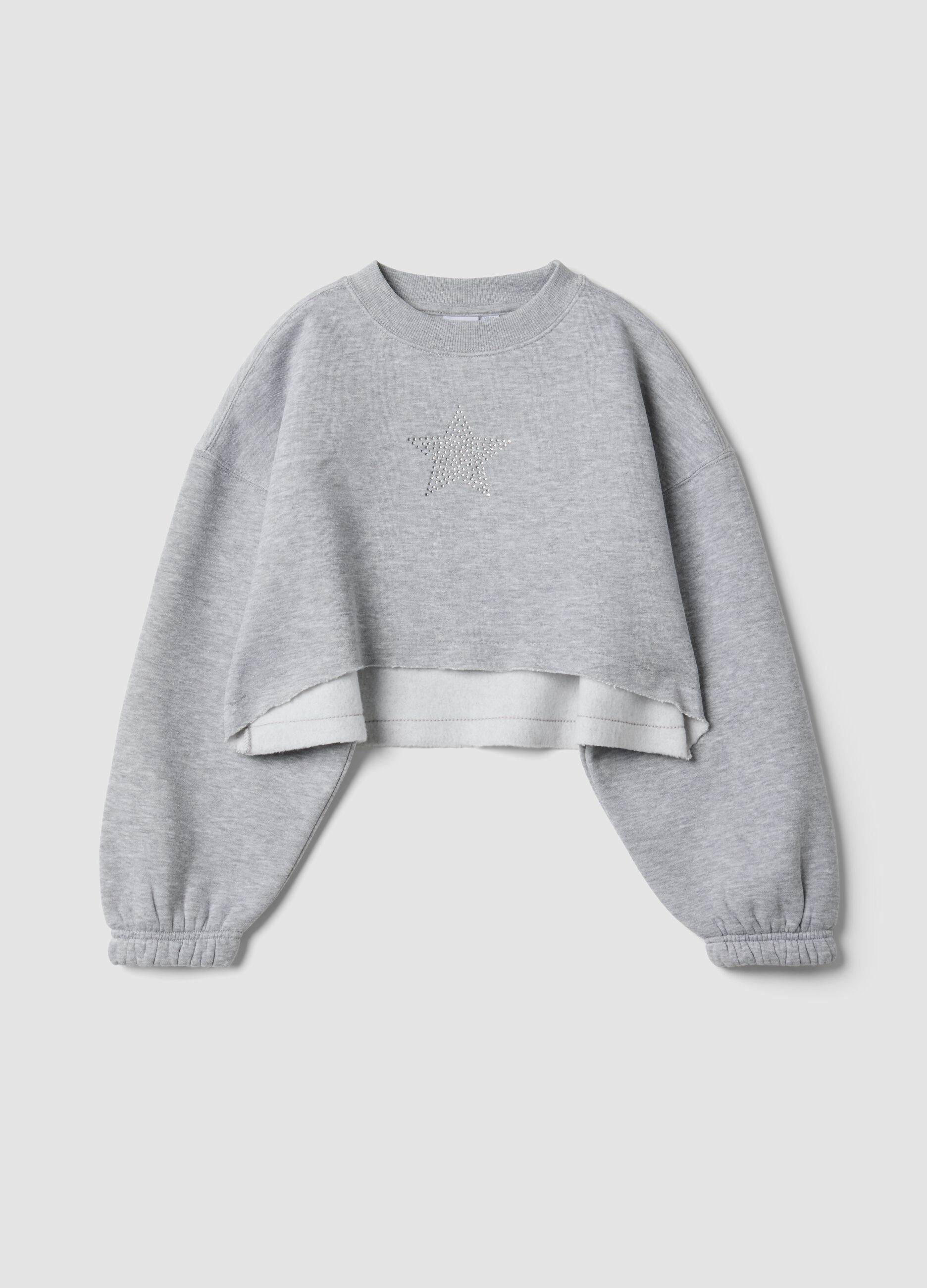 Grey cropped cotton-blend sweatshirt