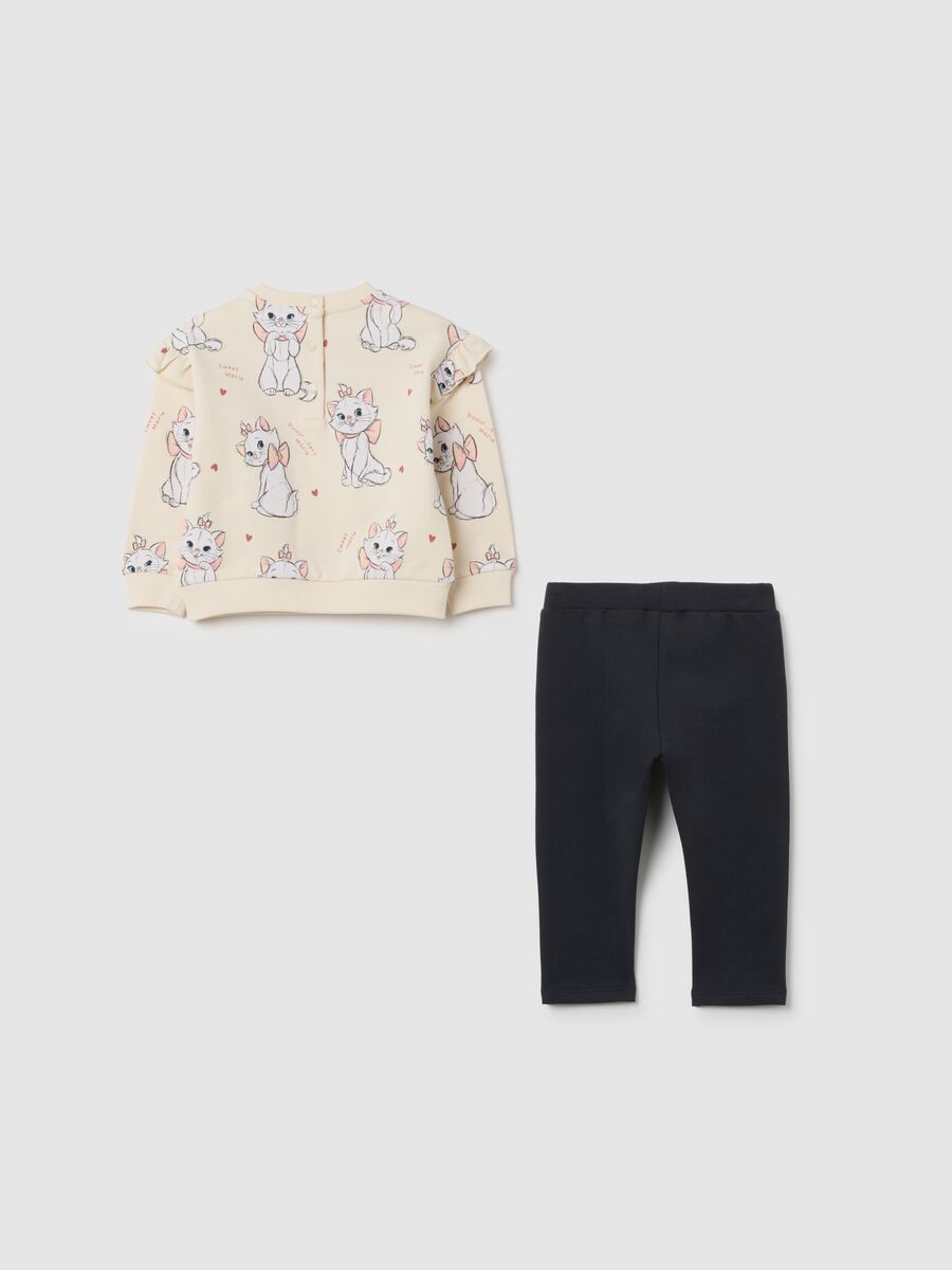 Jogging set da bambina in cotone beige e nero_1