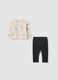 Beige and black cotton jogging set for girls_1