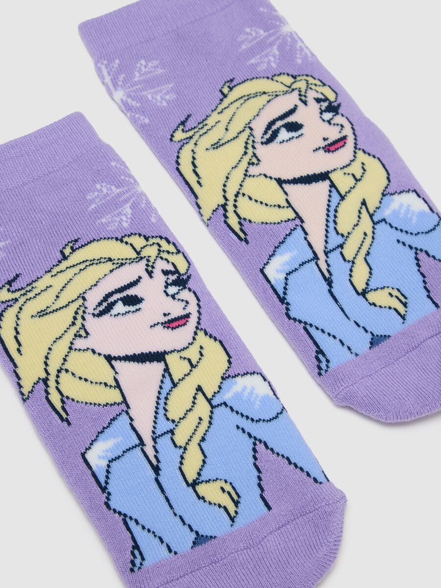 Girls' Regular Fit Purple Cotton Blend Socks with Frozen Print_2