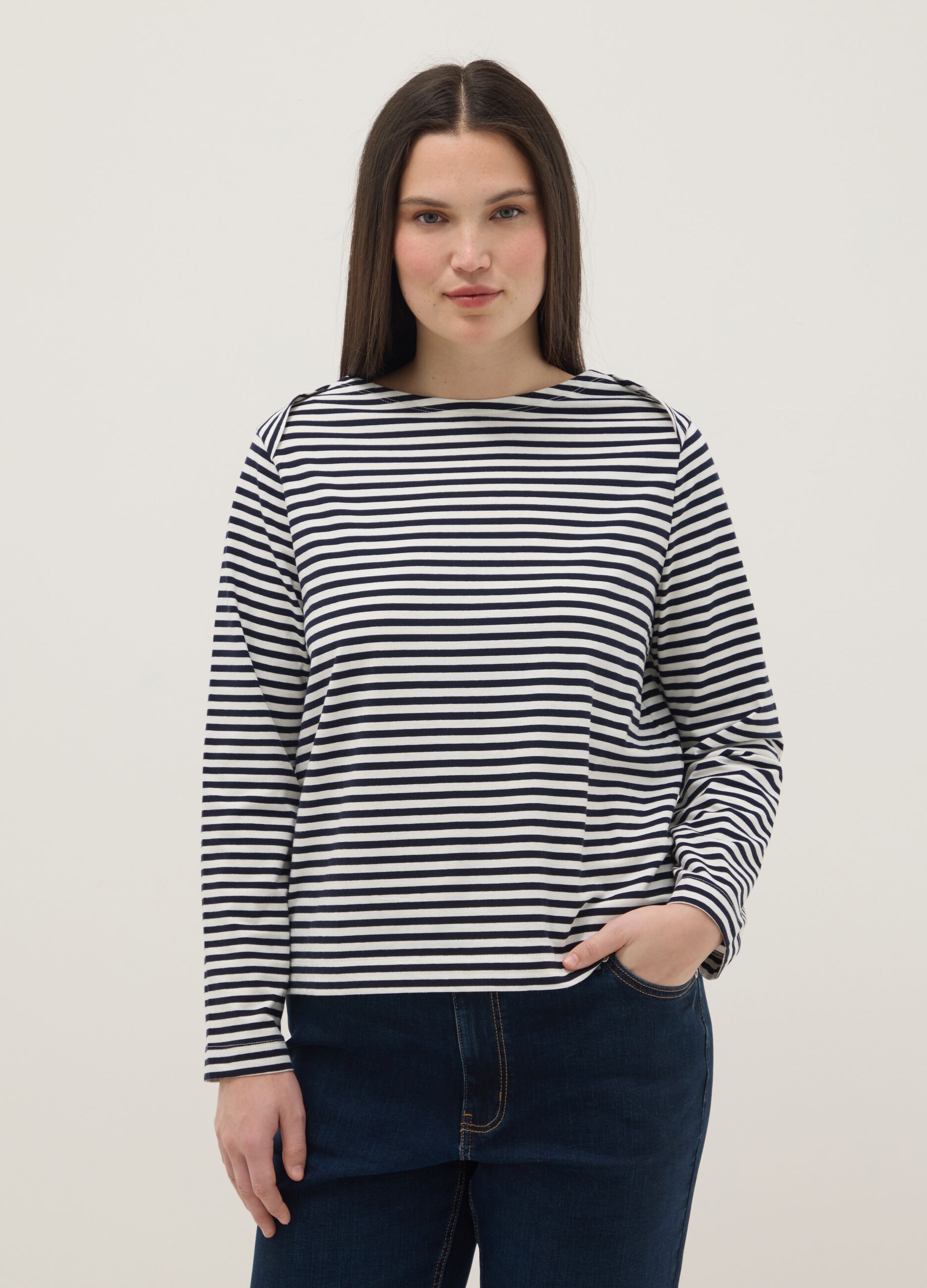 Striped Multicolour Regular Fit Stretch Cotton Top