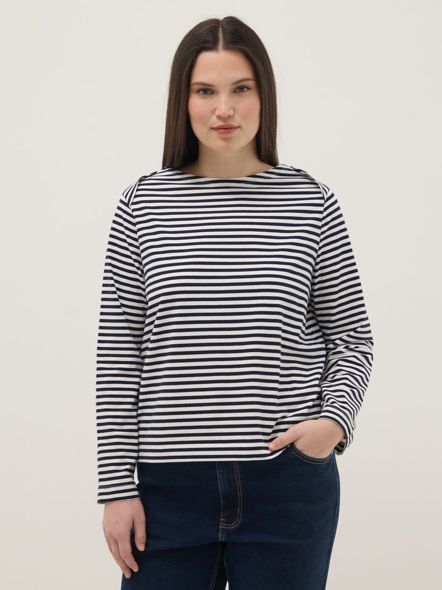 Striped Multicolour Regular Fit Stretch Cotton Top_0