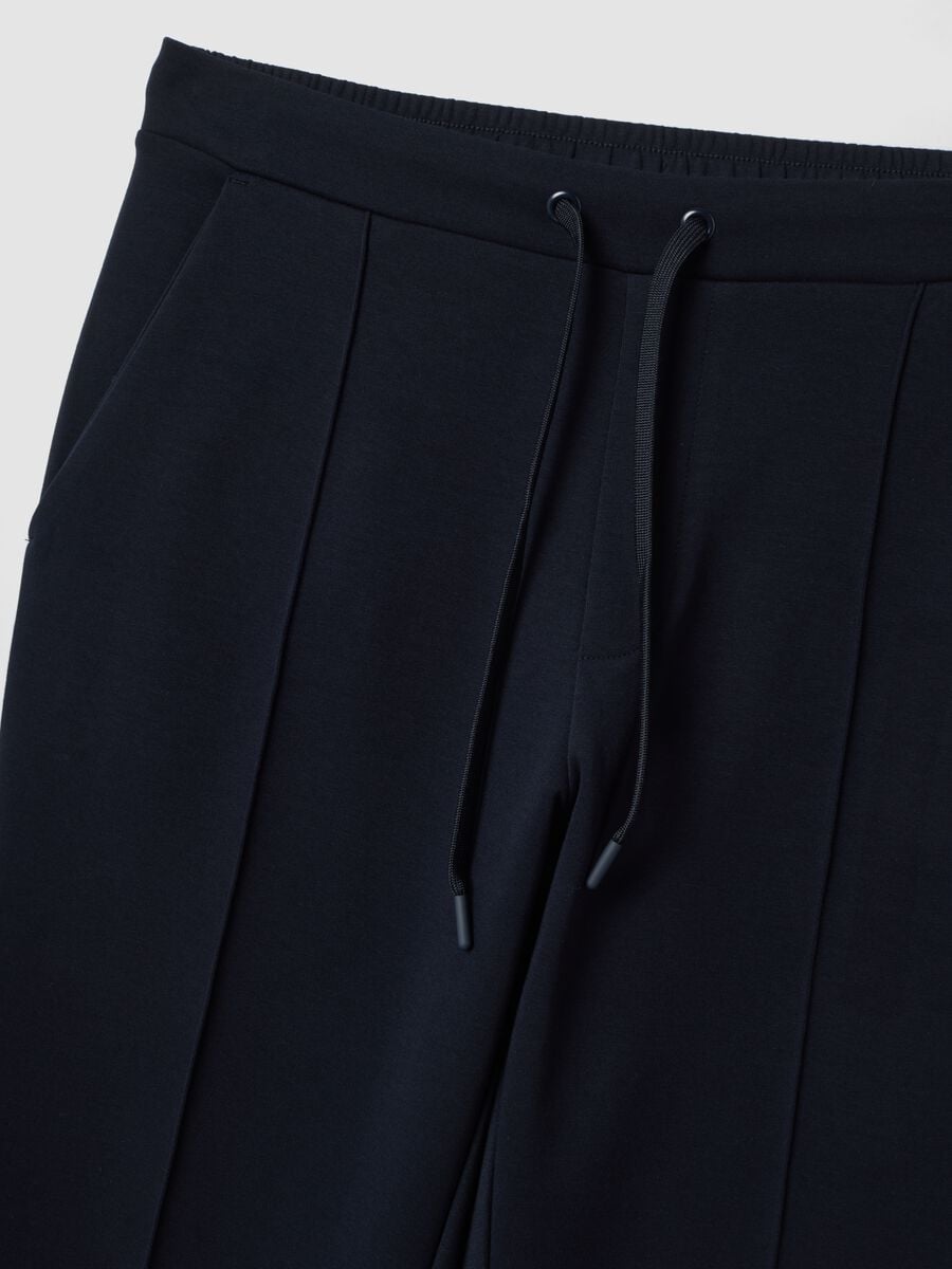 Blue regular-fit stretch cotton trousers_1