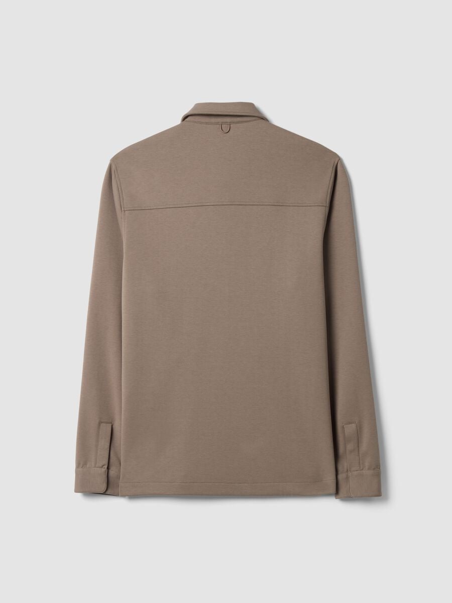 Breathable brown cotton-blend shacket with regular collar and fit_2