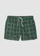 Green patterned swim shorts with elasticated waist_0