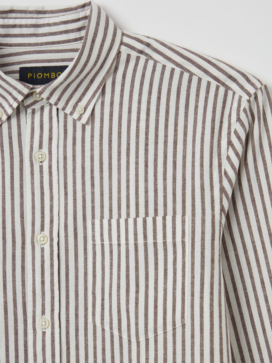 Striped regular-fit shirt in cotton and linen_5