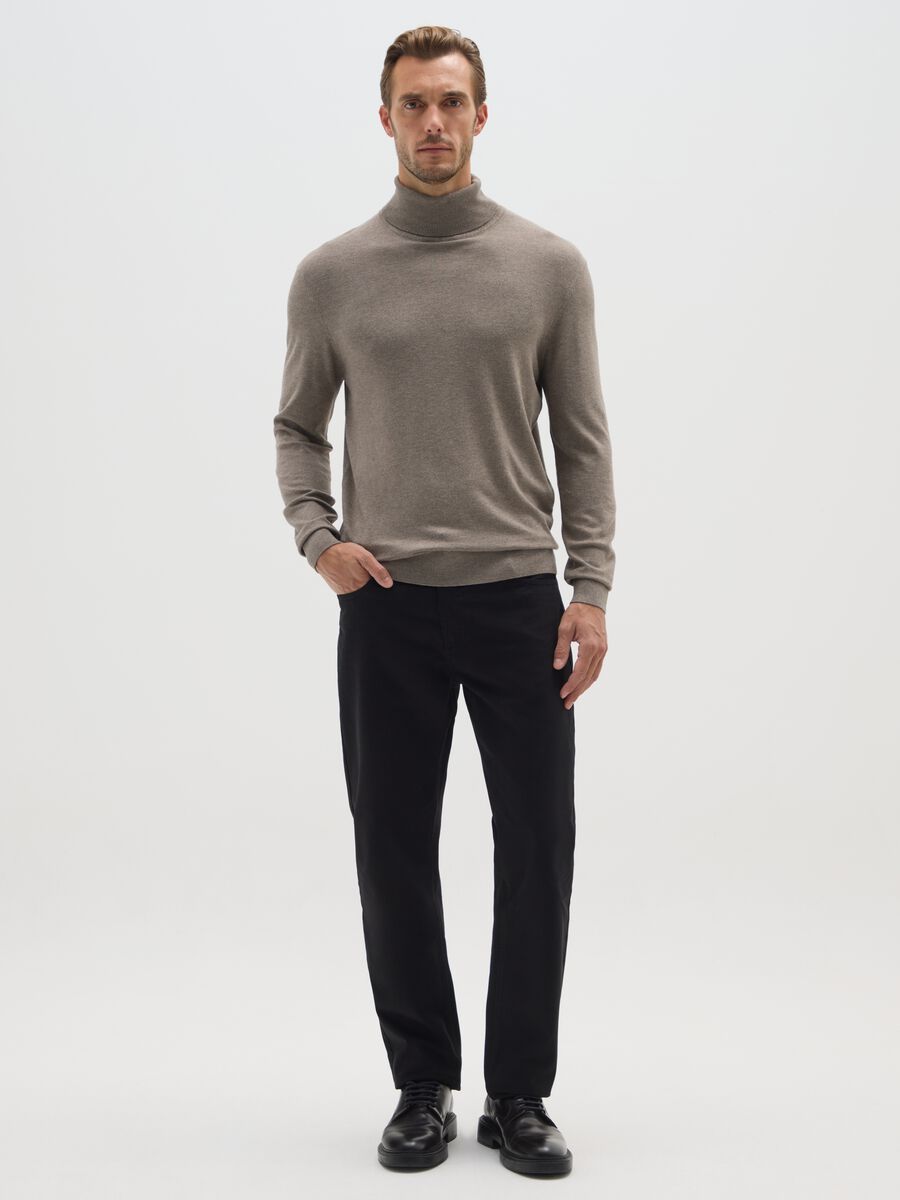 Beige regular fit turtleneck_1