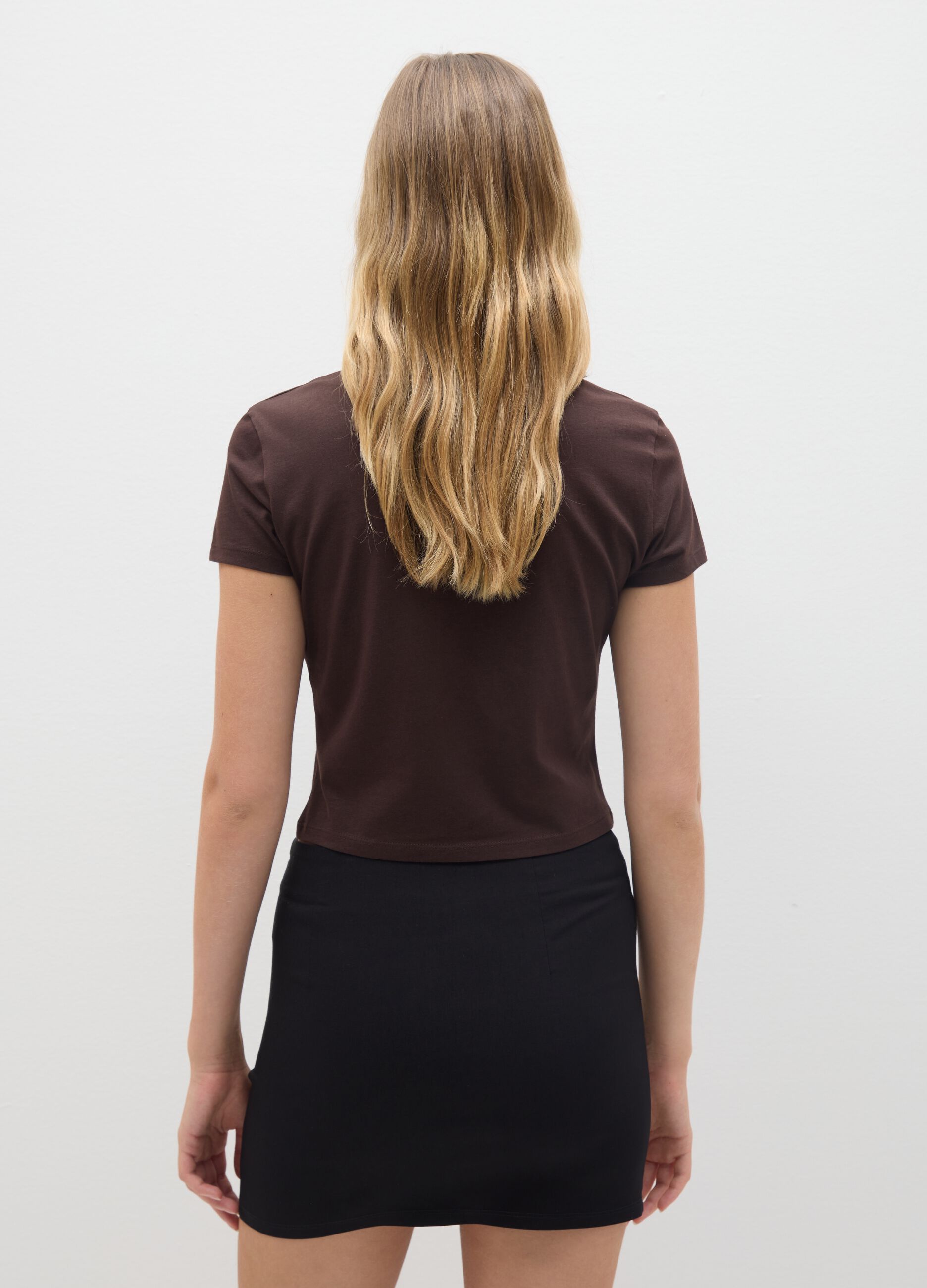 Brown Short-Sleeve Cotton T-Shirt