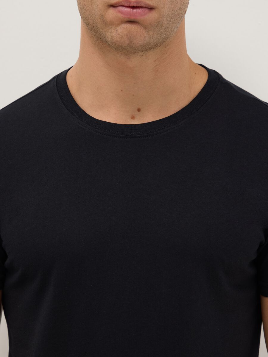 Pack of three black crew-neck cotton t-shirts in regular fit_1