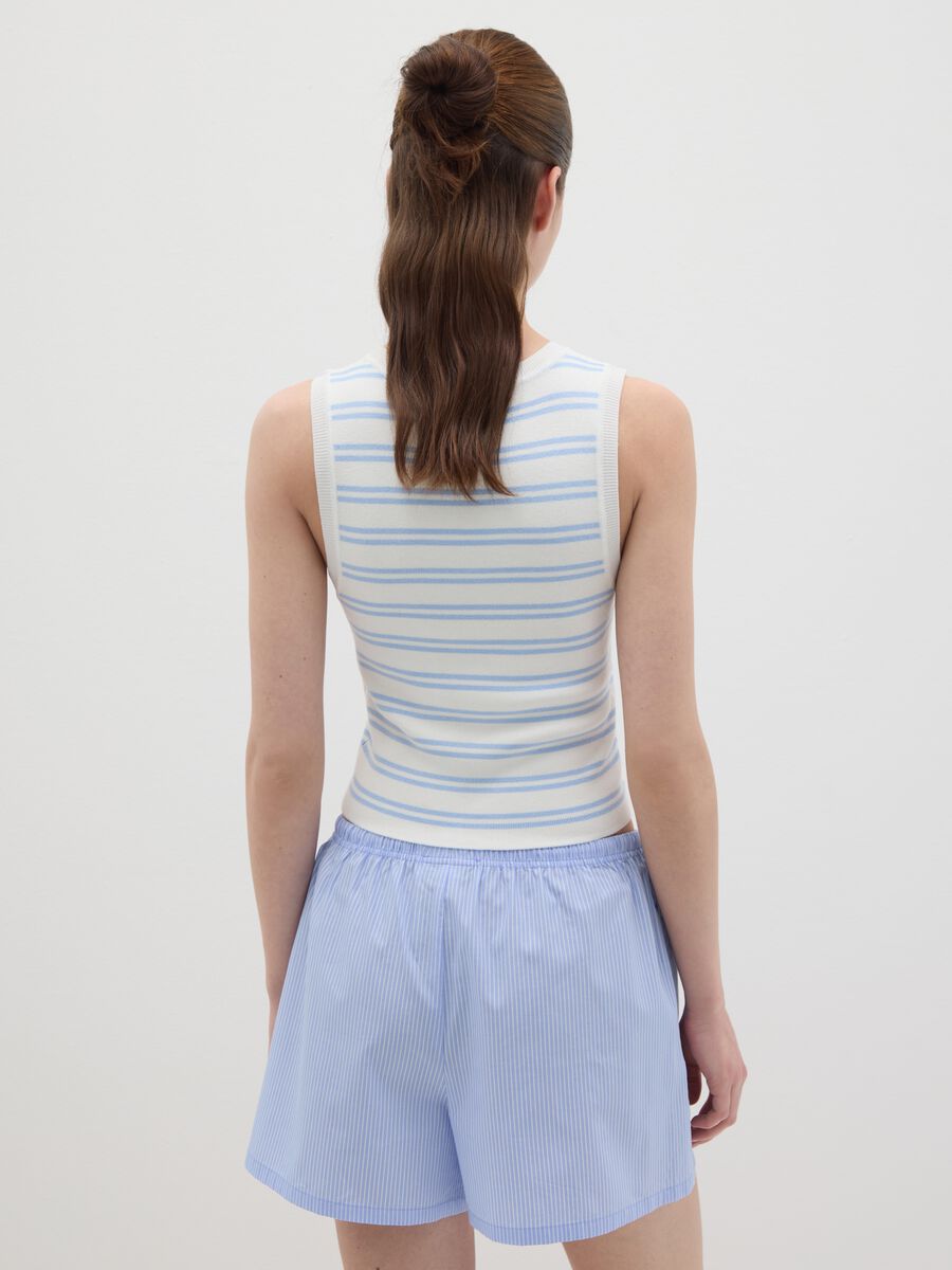 B.Angel Blue and White Striped Sleeveless Top_3