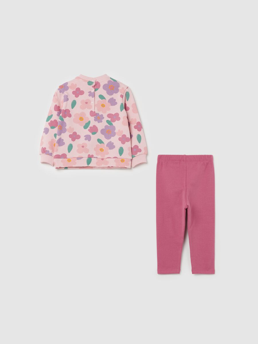 Jogging set in cotone con fantasia floreale_1