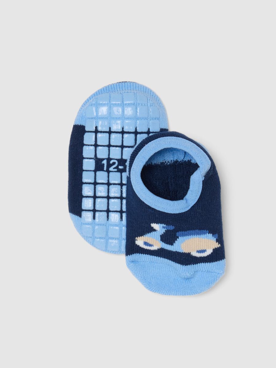 Calze antiscivolo in misto cotone multicolor da neonato con vespa_0