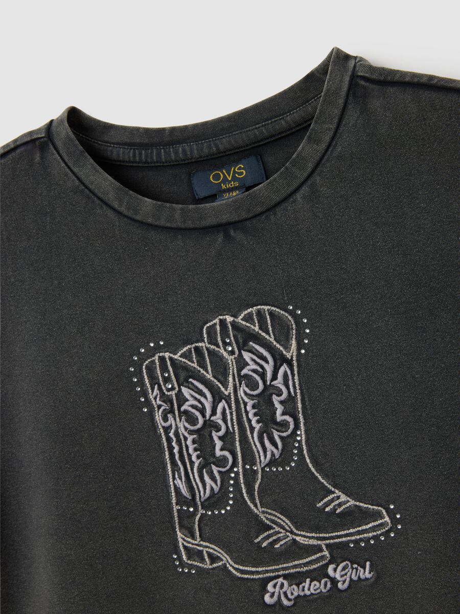 Girls' grey stretch cotton t-shirt_2