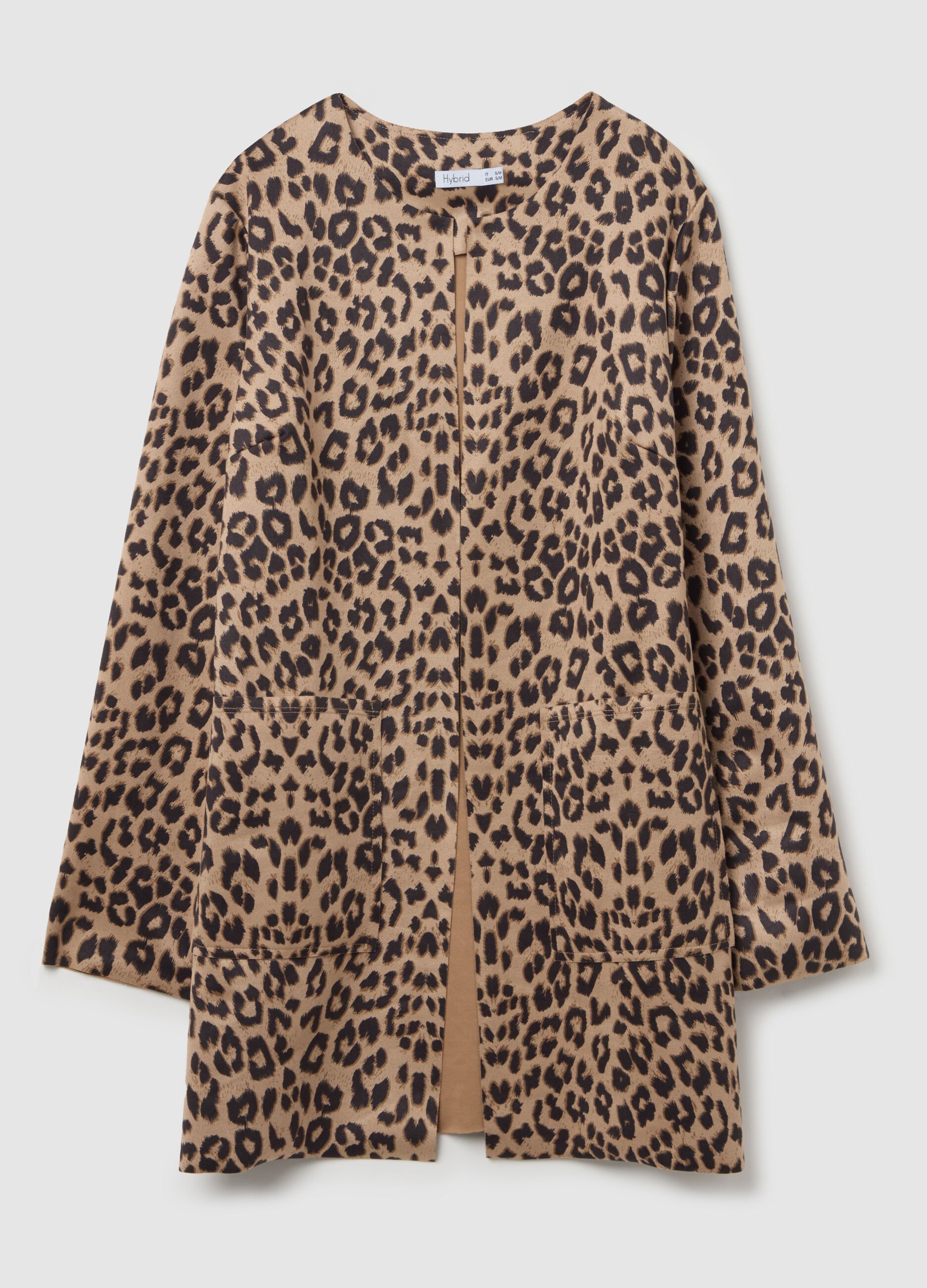 Long open jacket with animal print