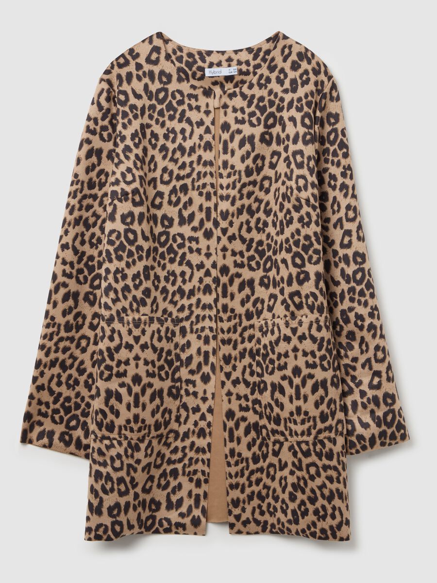 Long open jacket with animal print_4