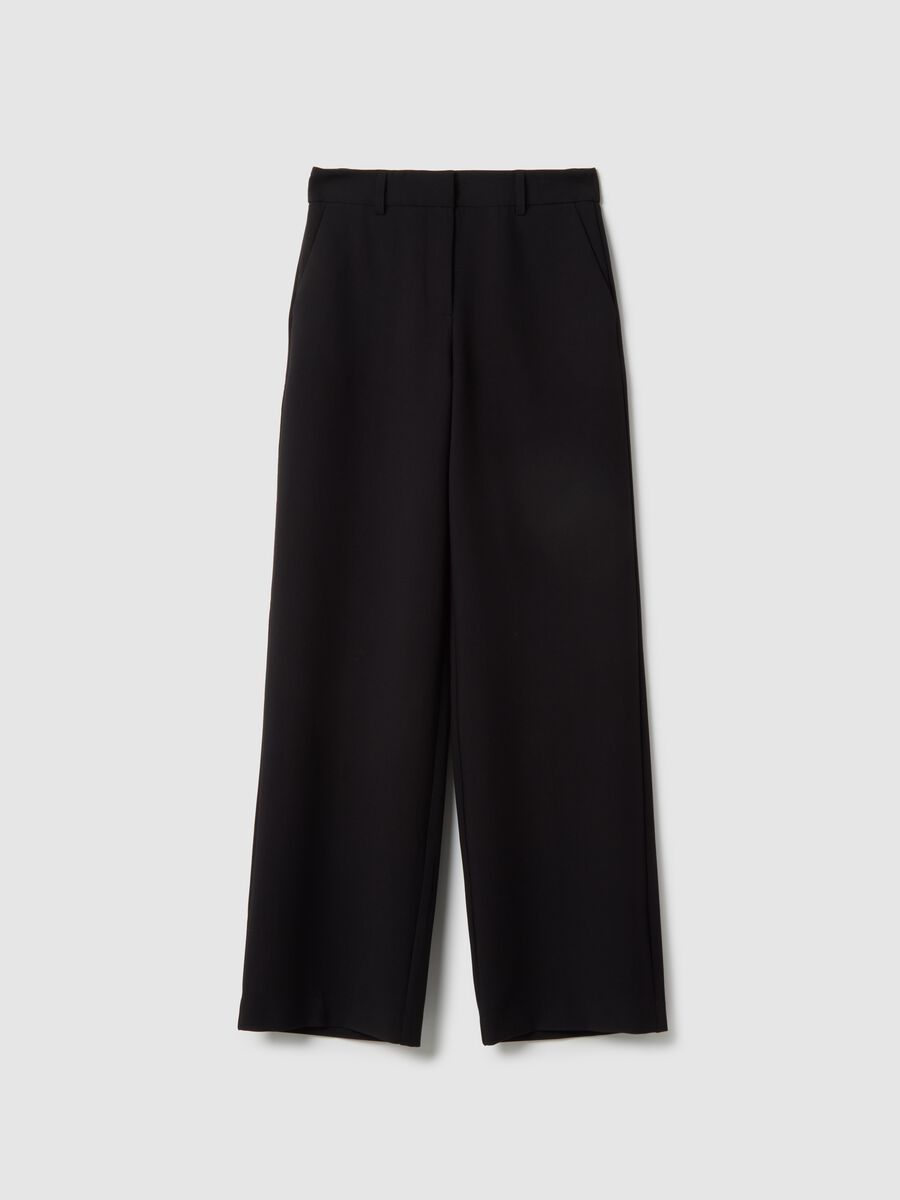 Black Straight Stretch Trousers_4