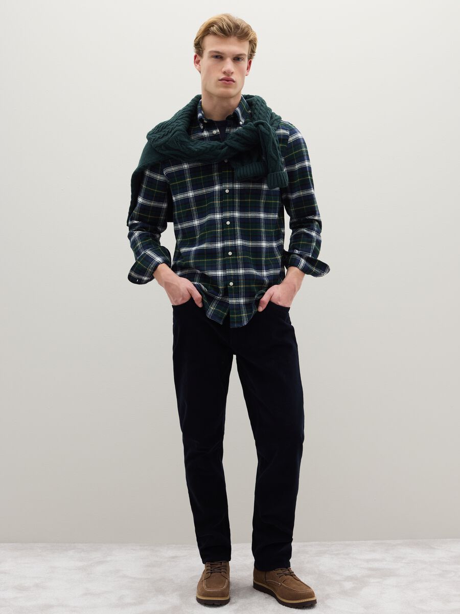 Camicia a quadri multicolor in puro cotone flanella regular fit_2