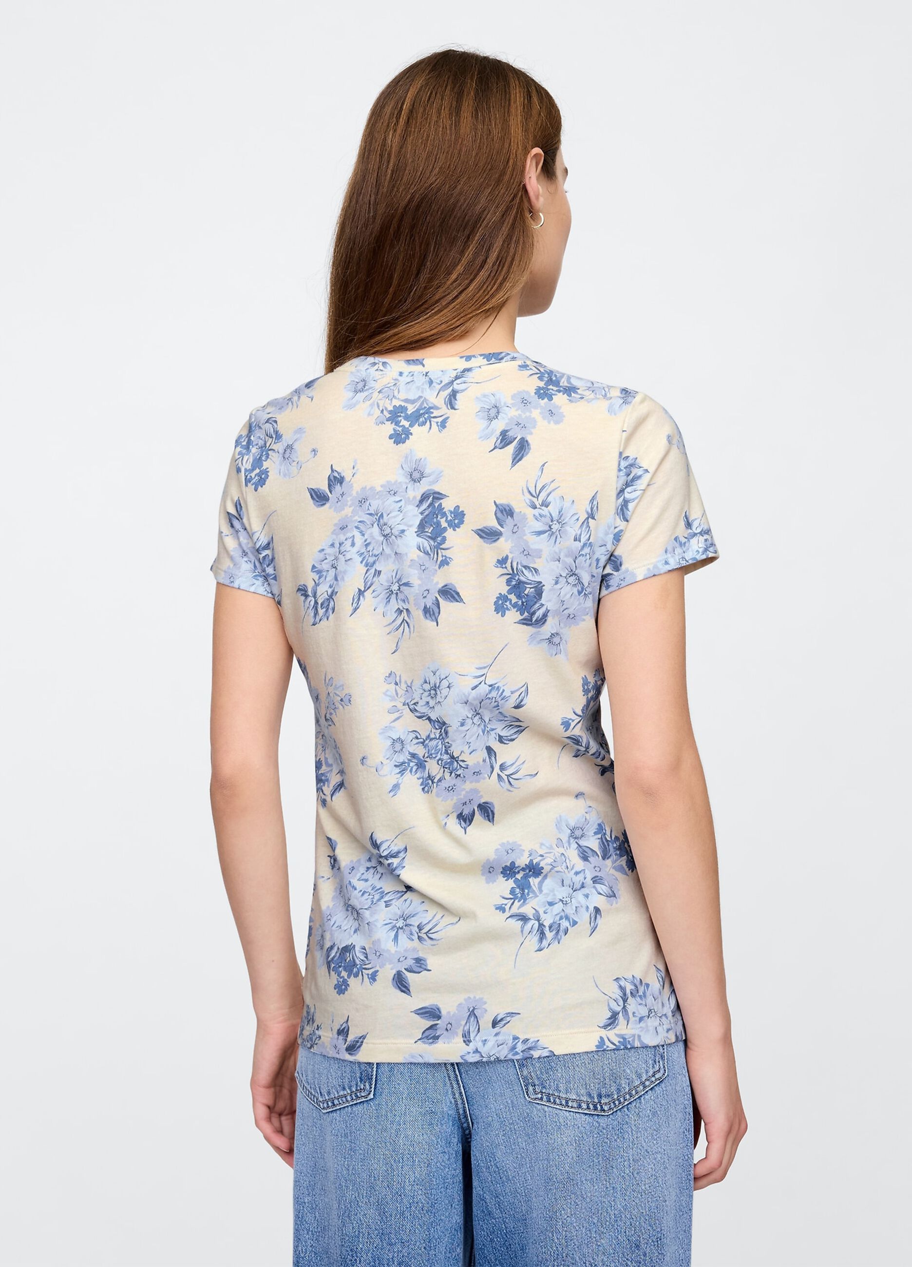 Short-sleeve T-shirt with Gap logo and floral print