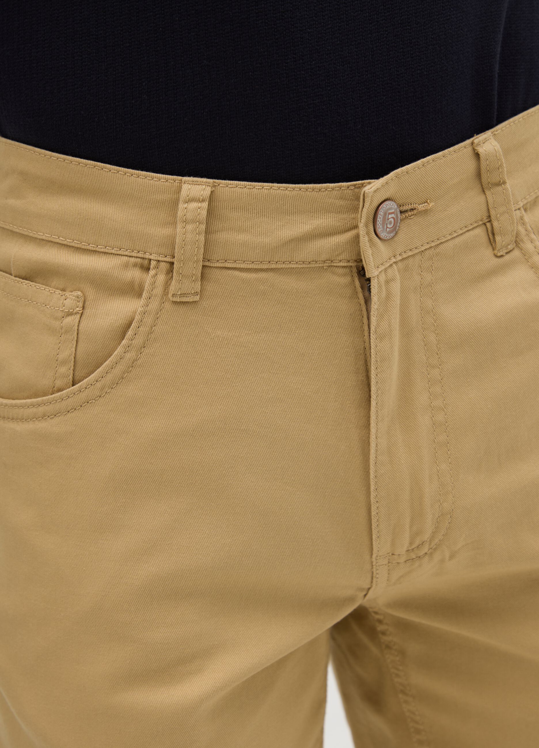 Men's beige pure cotton Bermuda shorts regular fit