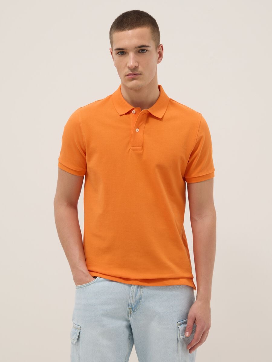 Orange short sleeve pure cotton polo shirt regular fit_0