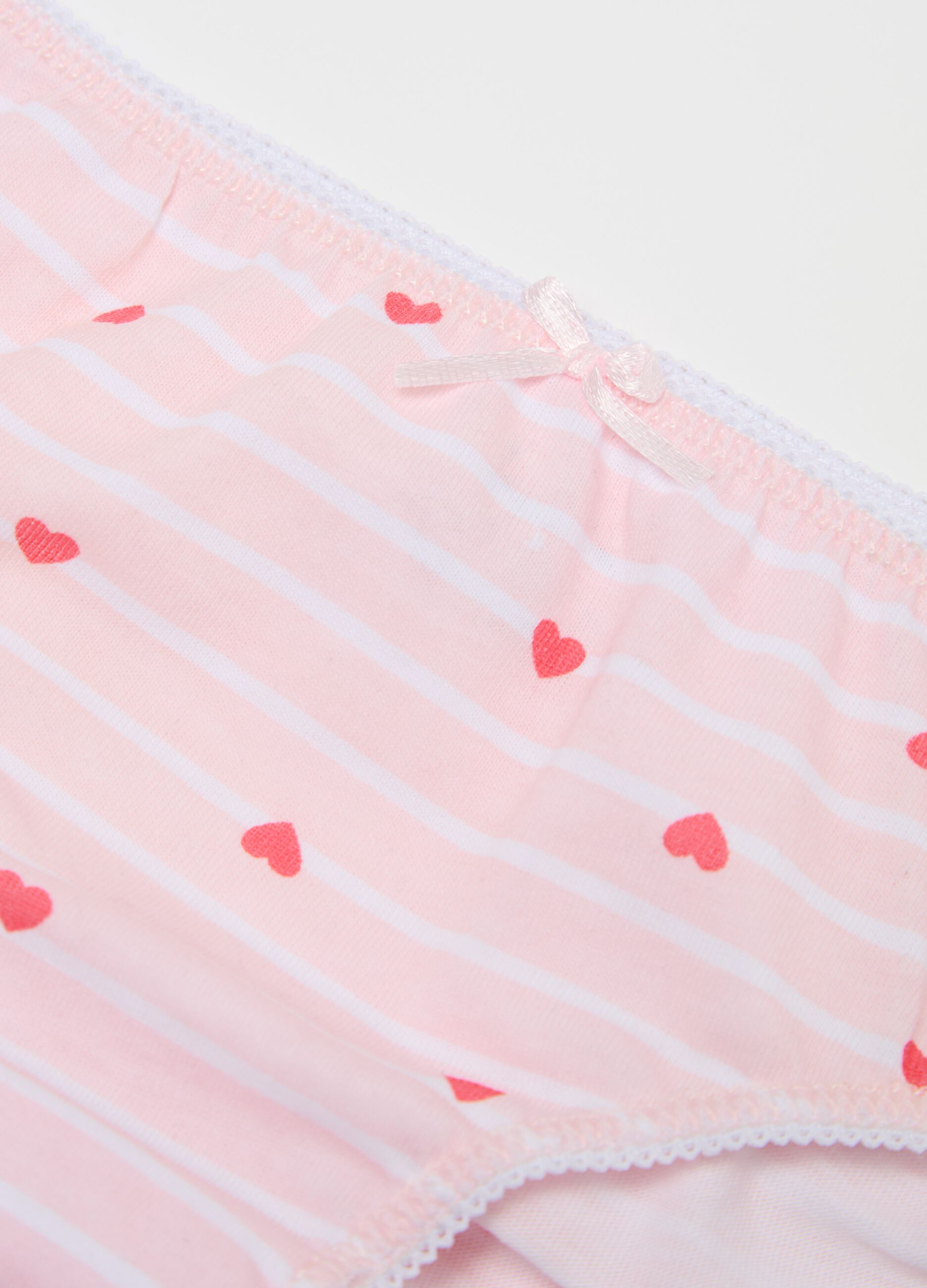 Three-pack briefs in cotton with bow and print