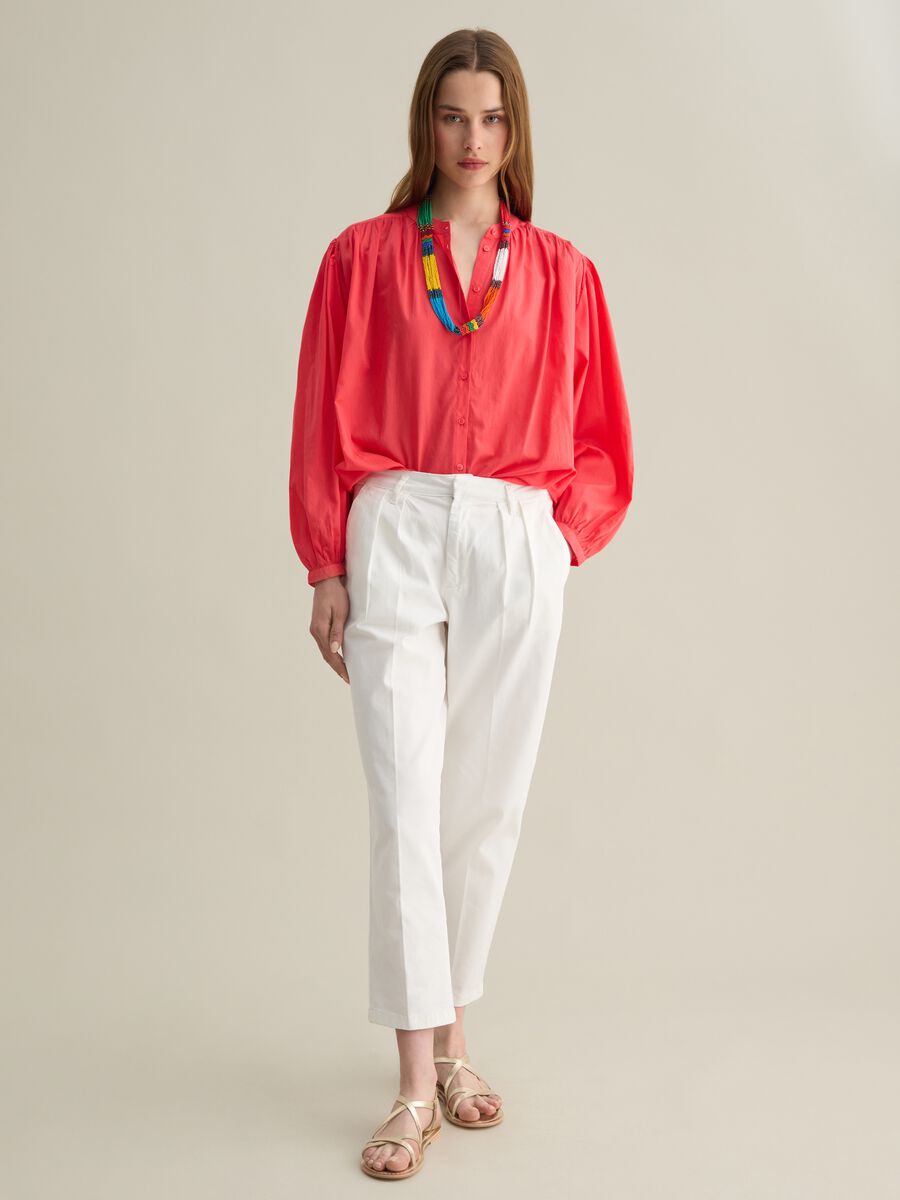 Women’s shirt in red 100% cotton with regular fit_2