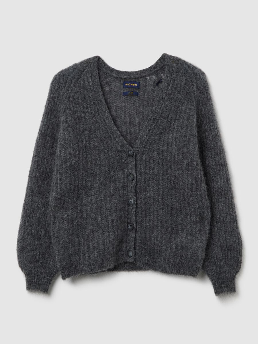 Grey deep V cardigan oversized fit_4