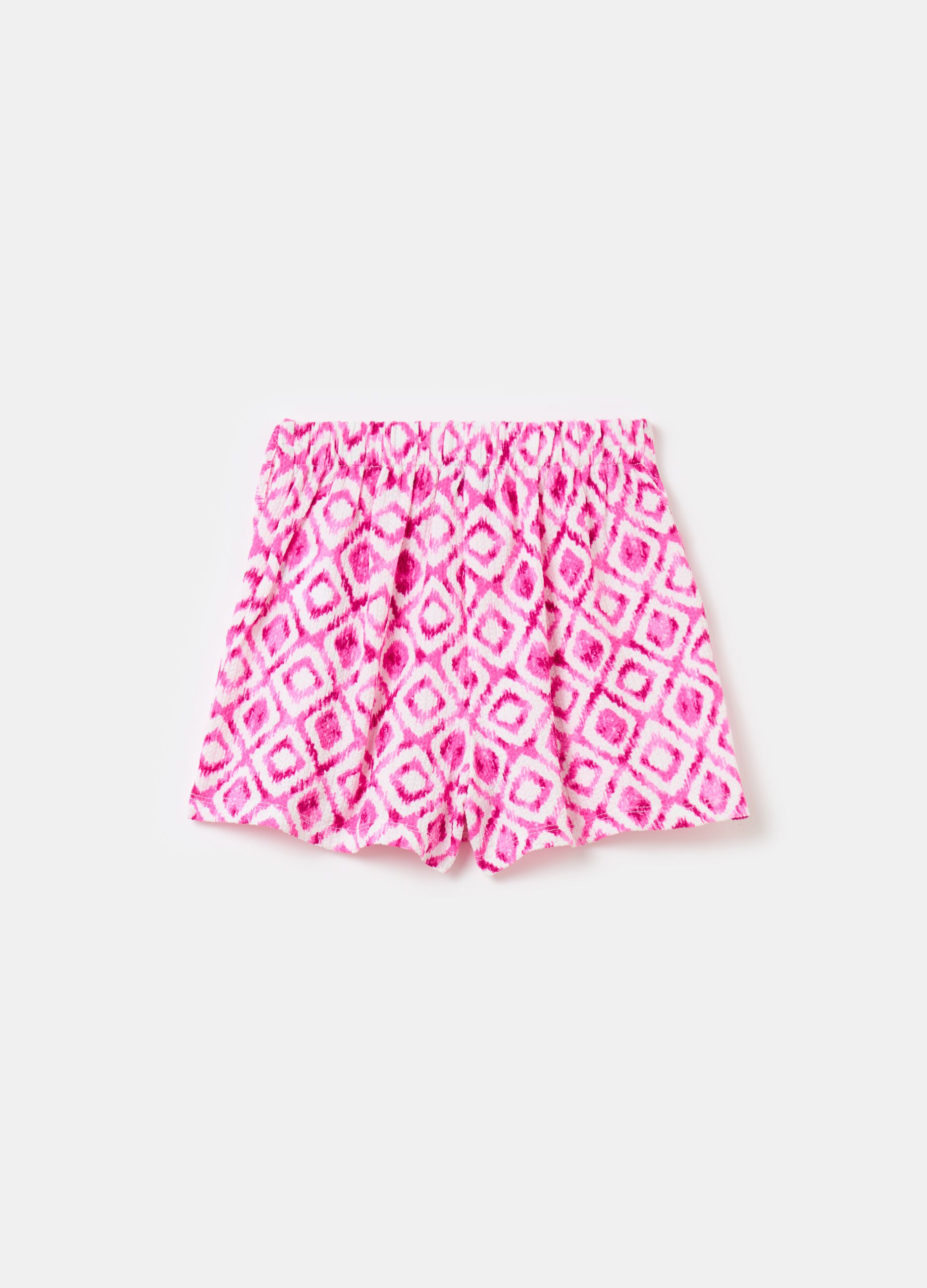 Skort with ikat print and frills