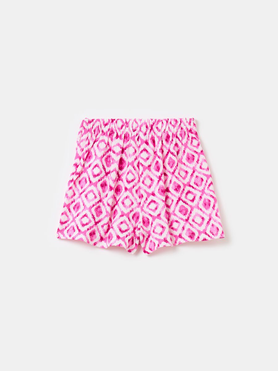 Skort with ikat print and frills_1