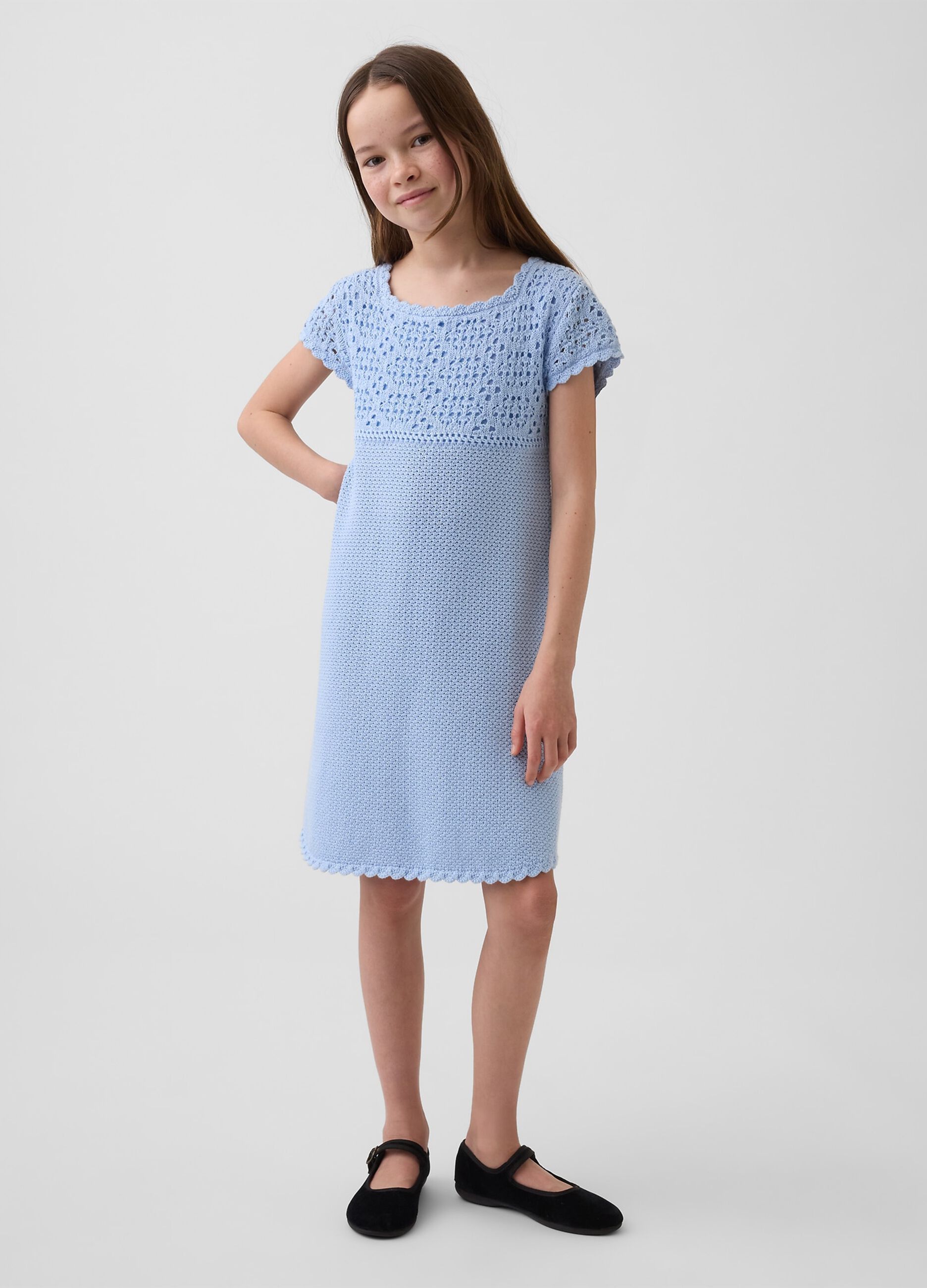 Cotton dress with broderie anglaise detail