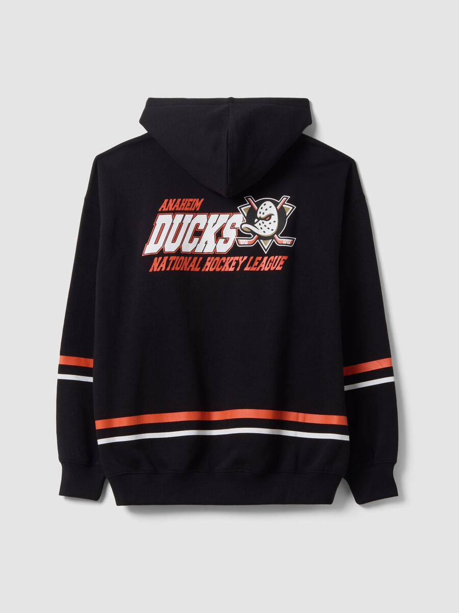 Felpa nera con cappuccio in misto cotone con stampa Anaheim Ducks_2