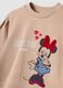 Tuta beige in misto cotone con girocollo e stampa Minnie per bambina_2