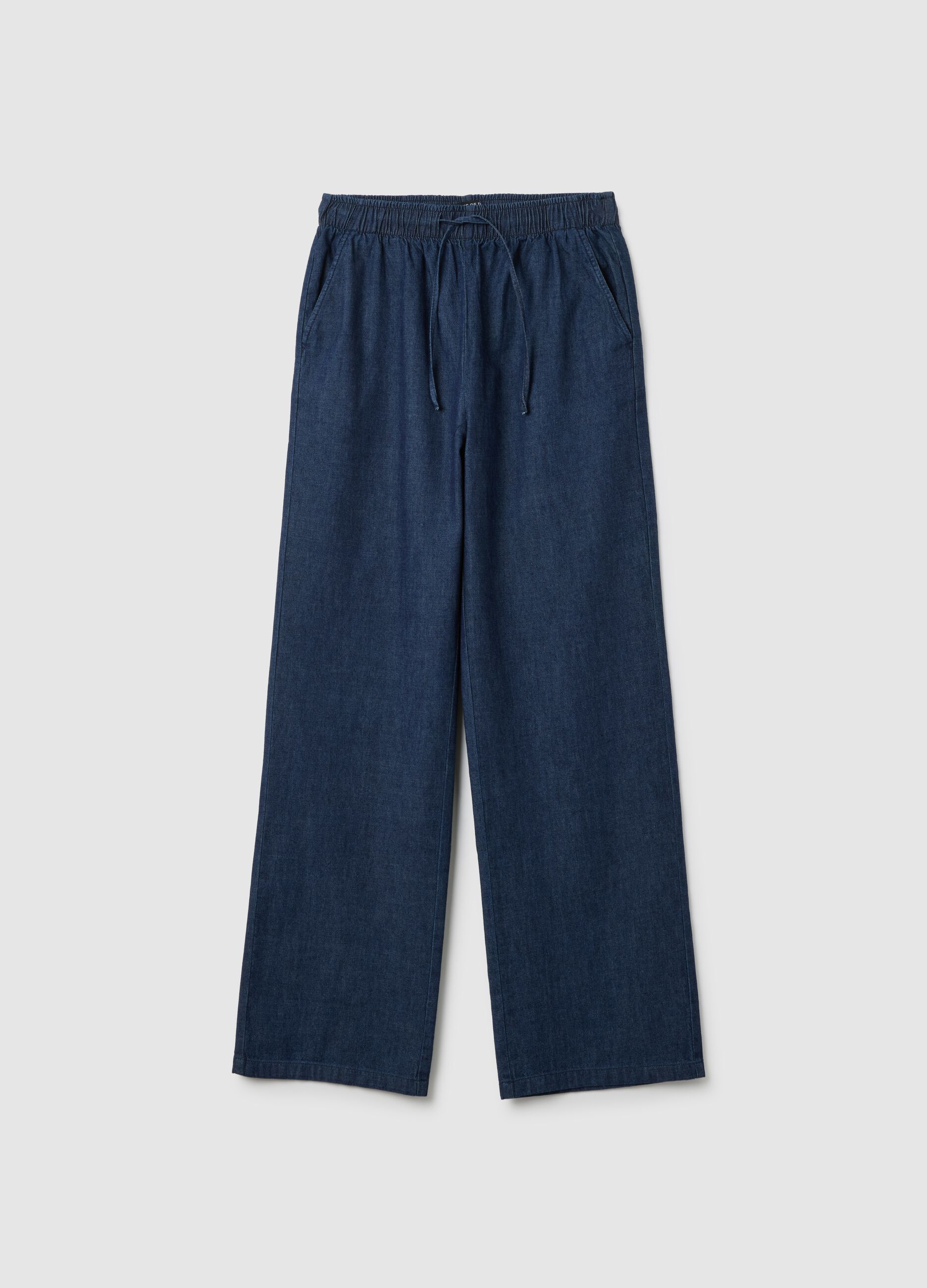 Wide leg pure cotton denim trousers