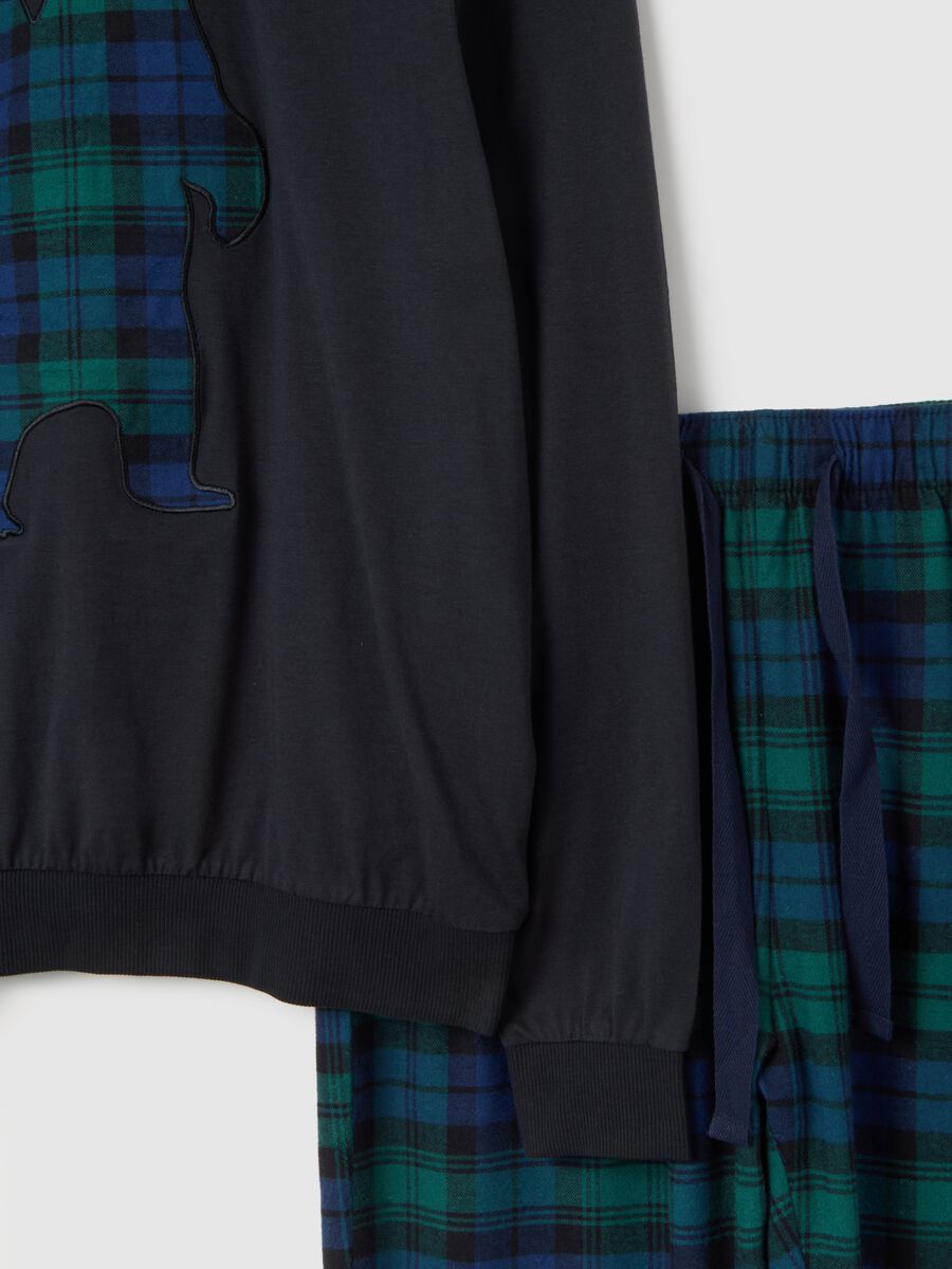 Long multicolour check pyjamas in pure cotton regular fit_5