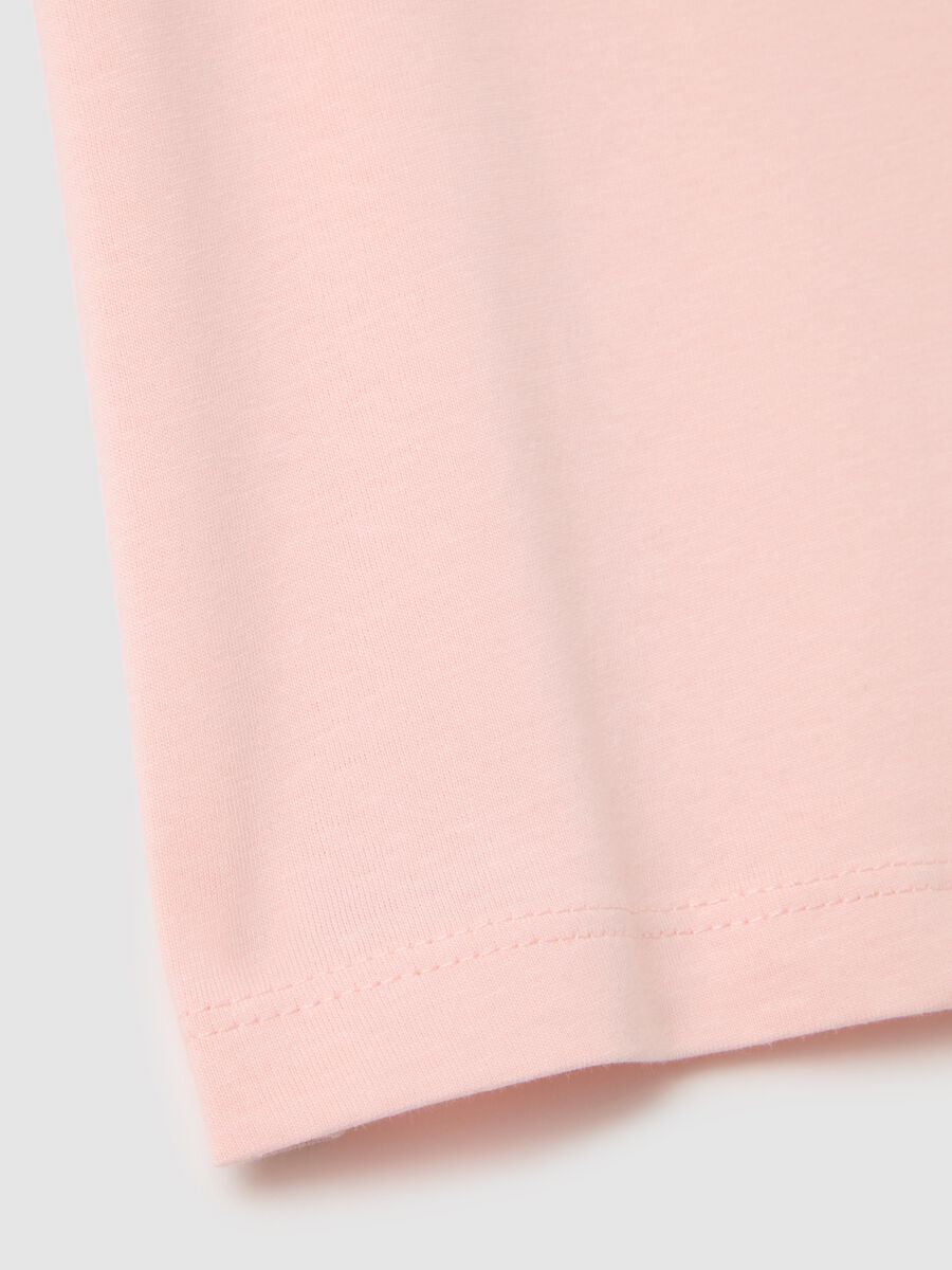 Girls' pink pure cotton regular fit T-shirt with print_3