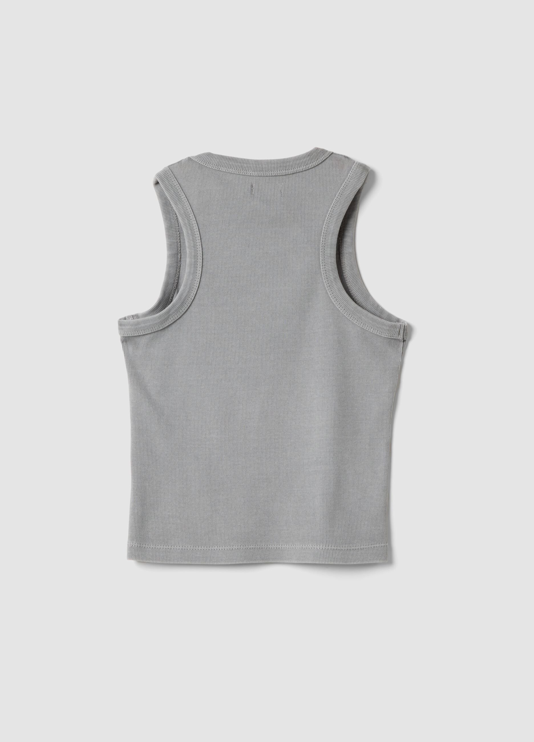 Grey stretch cotton tank top