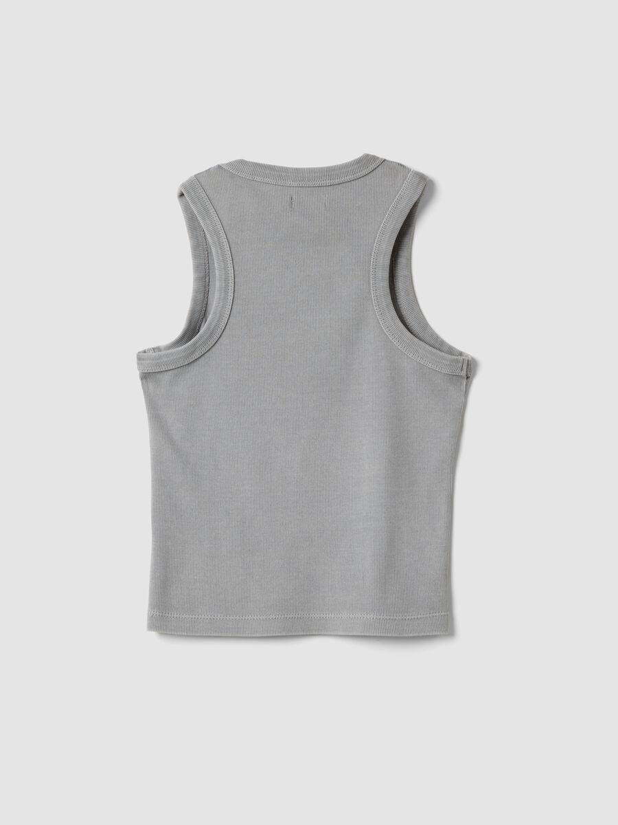 Grey stretch cotton tank top_1