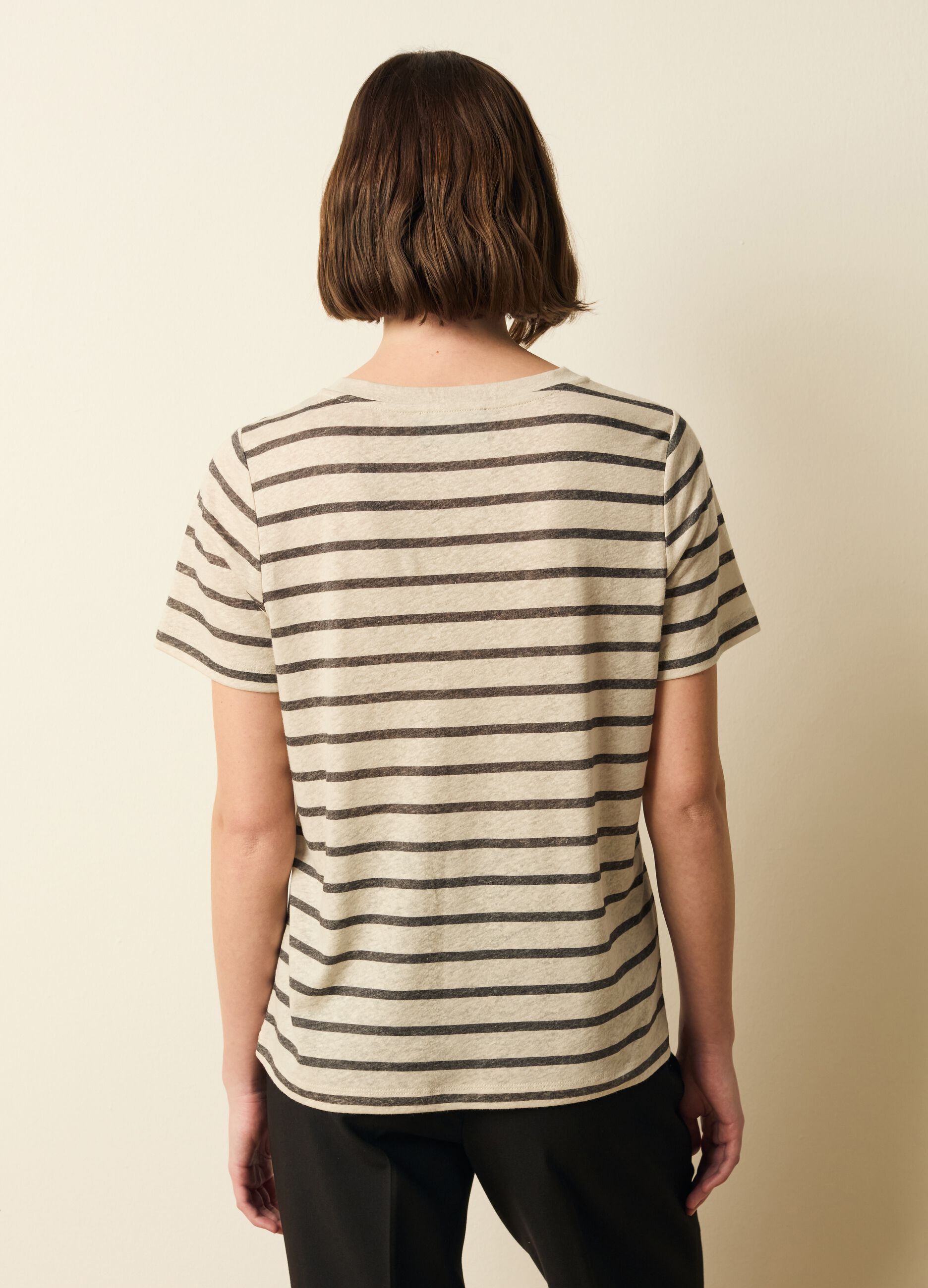 Striped T-shirt in linen blend