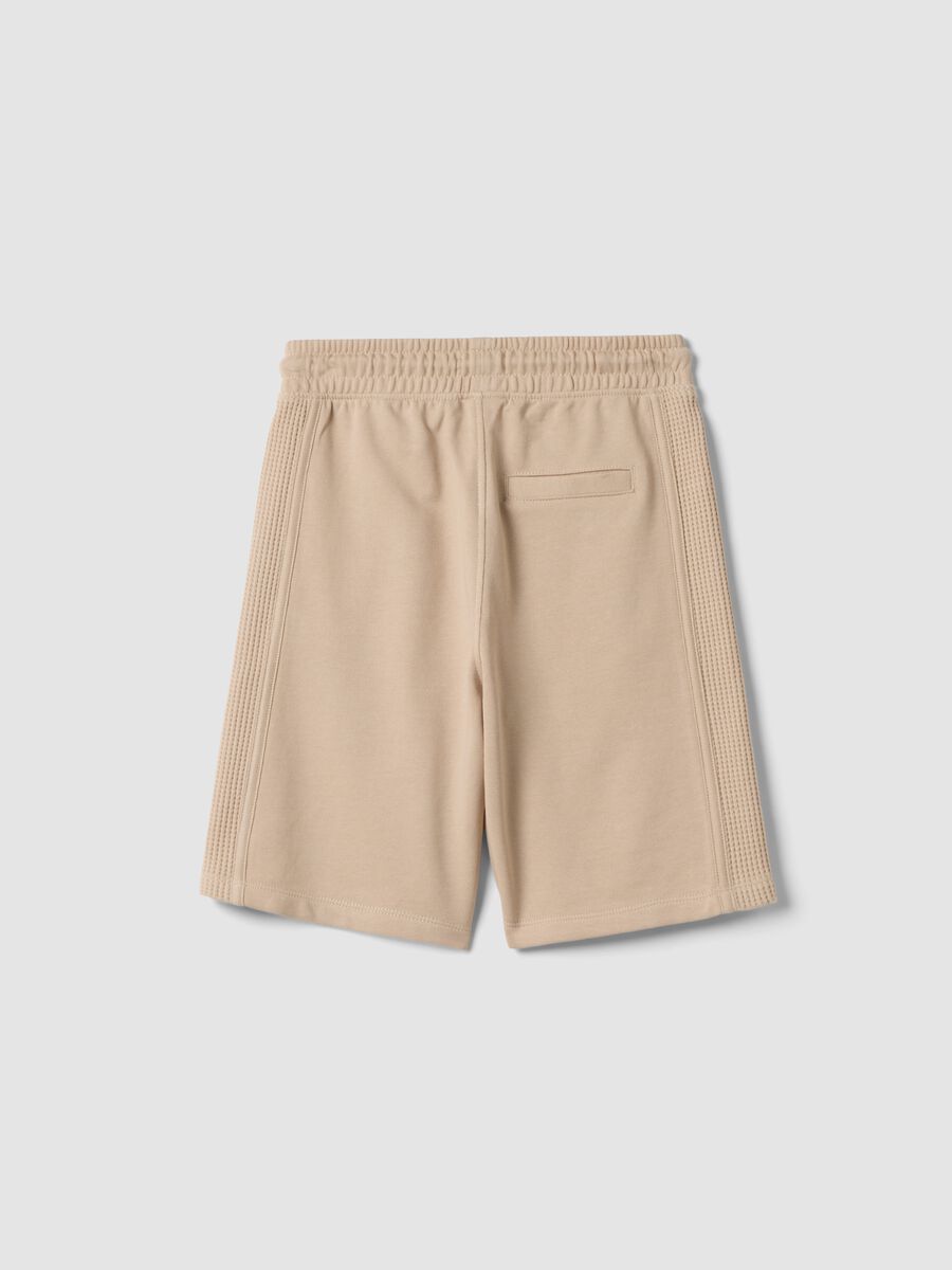 Beige pure cotton shorts with elasticated waist_1