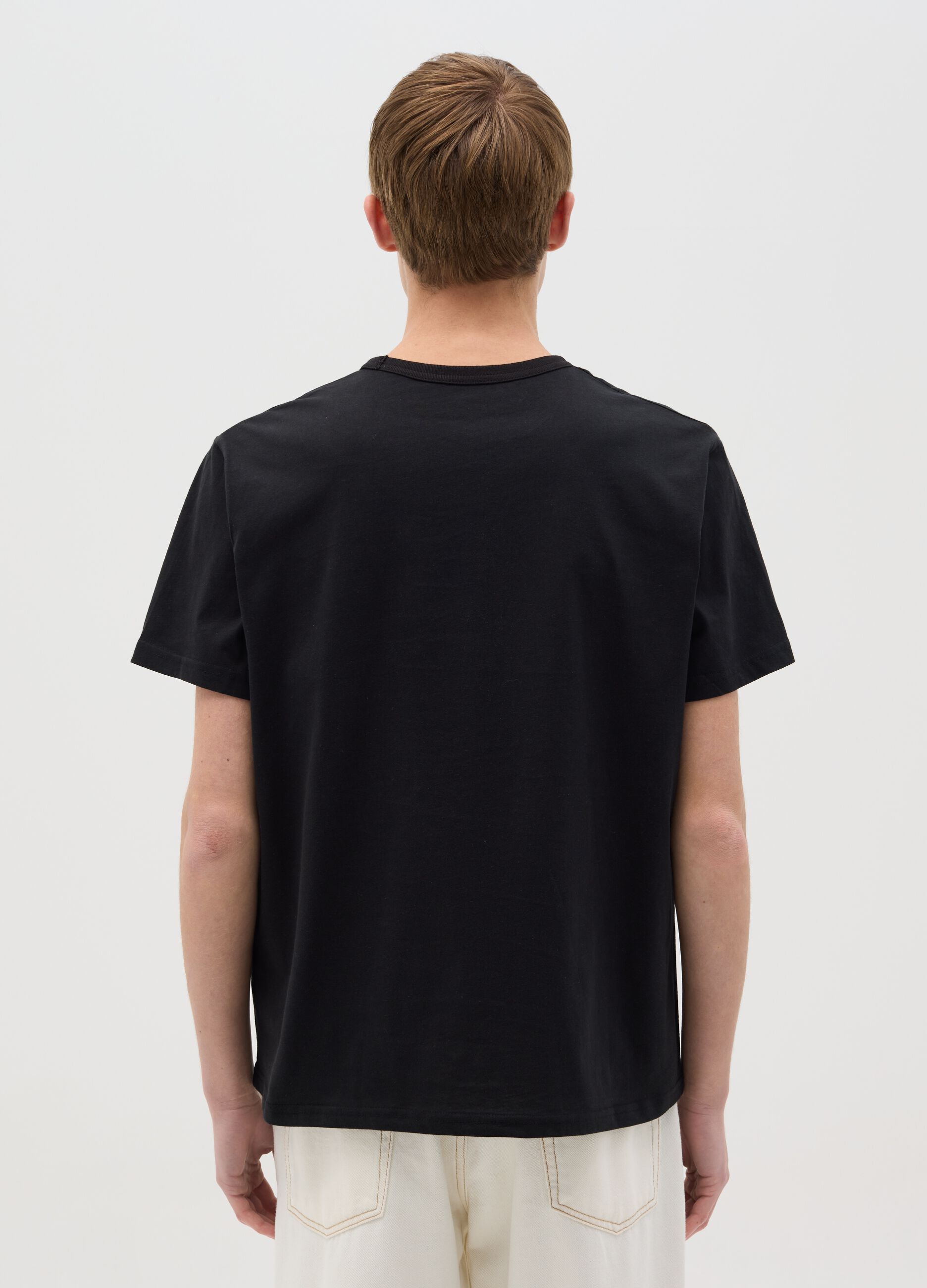 Cotton T-shirt with snooker ball with flames print