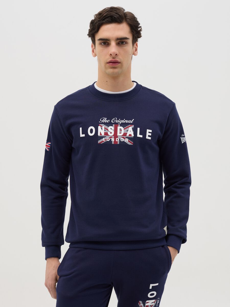 Blue sweatshirt with round neck_0