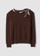 Brown viscose-blend jumper with neck scarf, regular fit_0