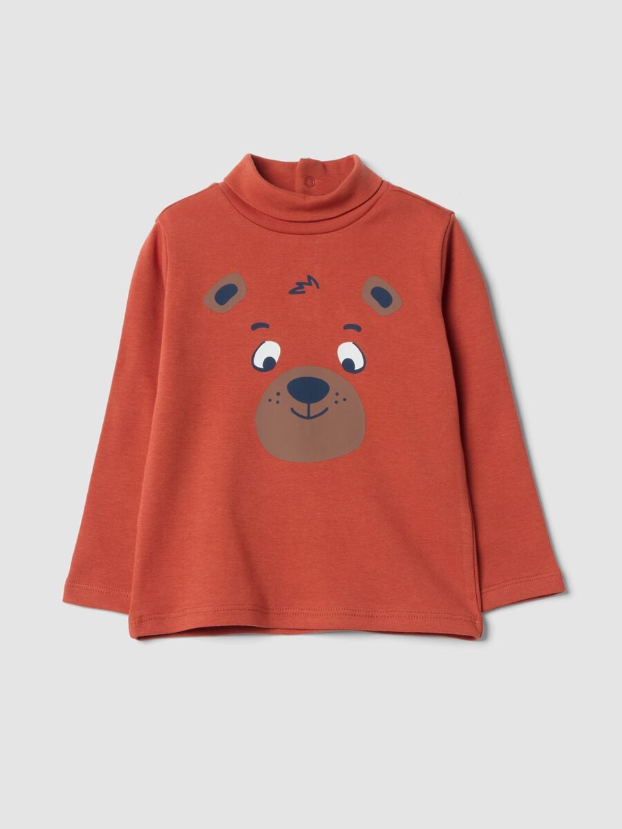 Orange organic cotton roll-neck T-shirt_0