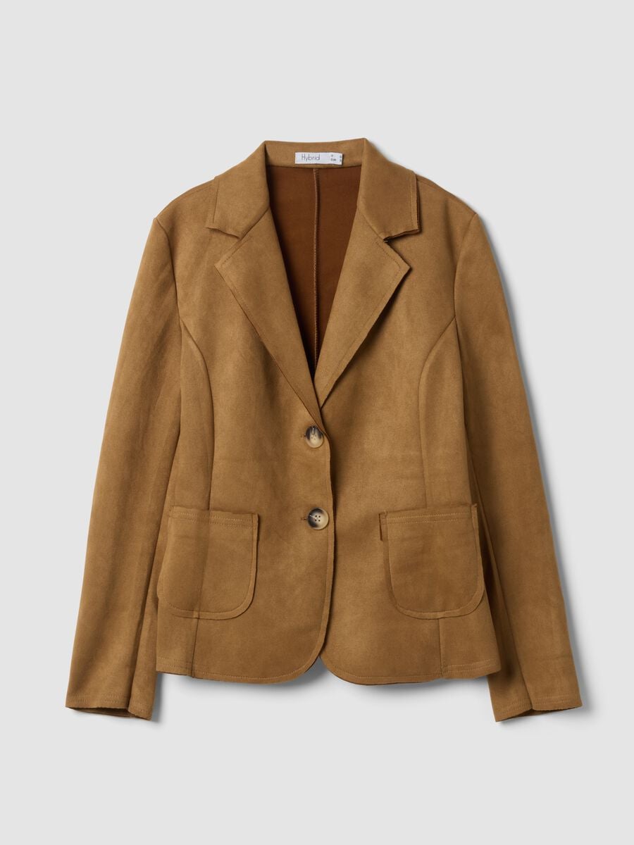 Brown regular-fit jacket with lapels and patch pockets_0