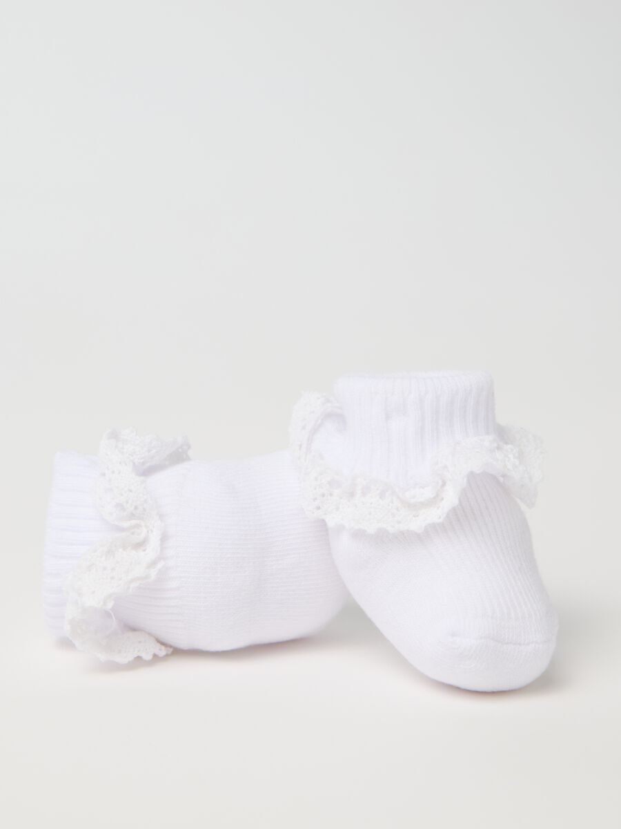 White knit shoes with broderie anglaise application_1