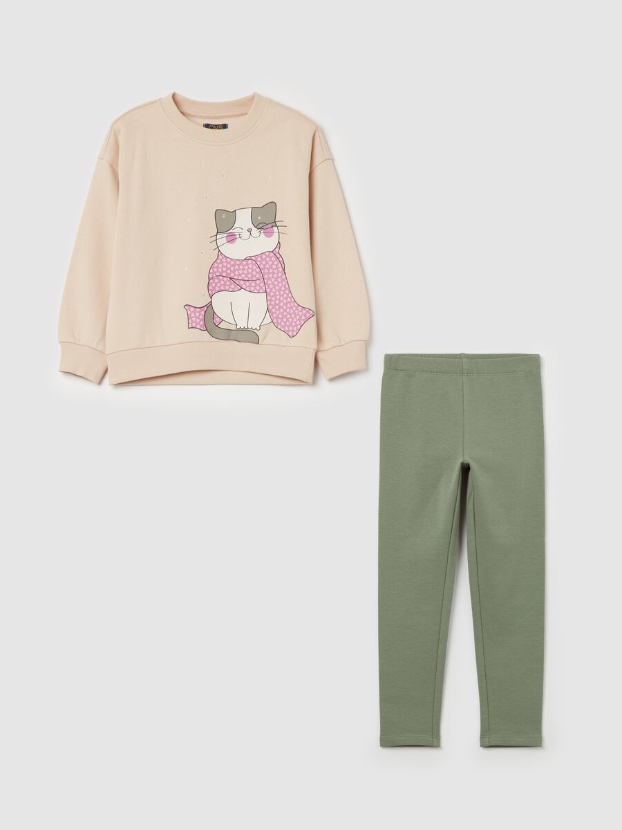 Jogging set with top with kitten print_0