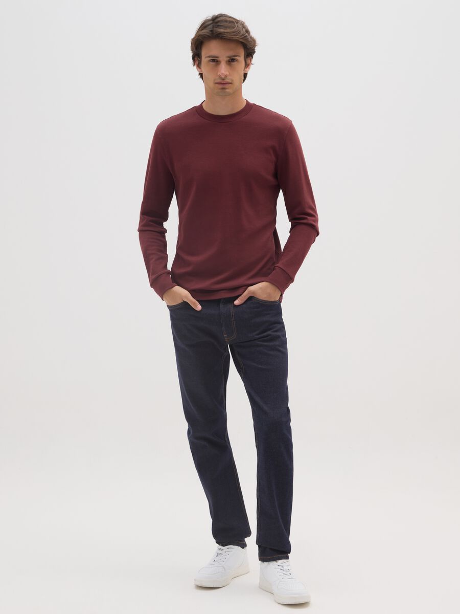 Maglia a maniche lunghe da ragazzo in puro cotone rosa _1